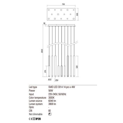 Redo 01-2054 - LED Lühter MADISON 14xLED/4W/230V kuldne