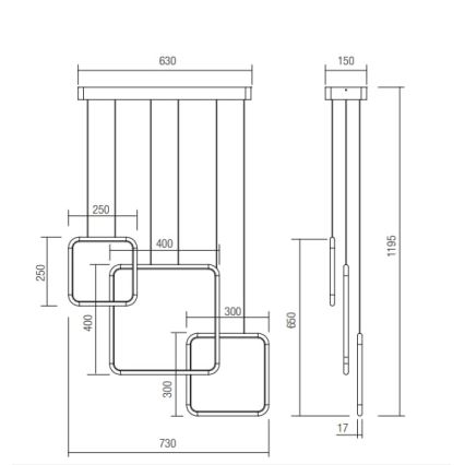 Redo 01-2098 - LED Hämardatav lühter THAI LED/66W/230V 3000K must