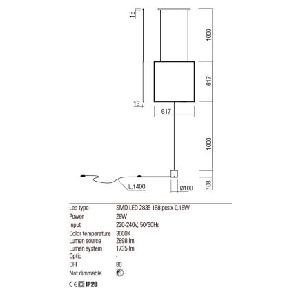 Redo 01-2134 - LED Põrandalamp SLICK LED/28W/230V must