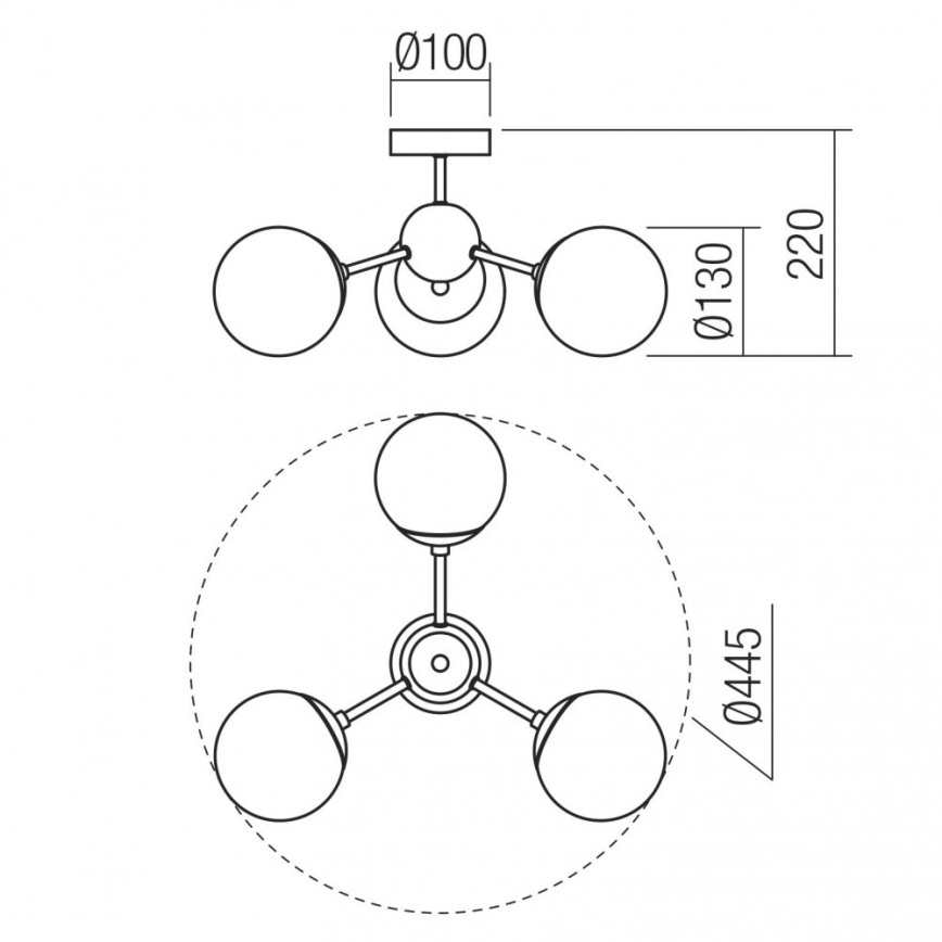 Redo 01-2176 - lühter vardaga SEMIA 3xE14/28W/230V must/suitsune