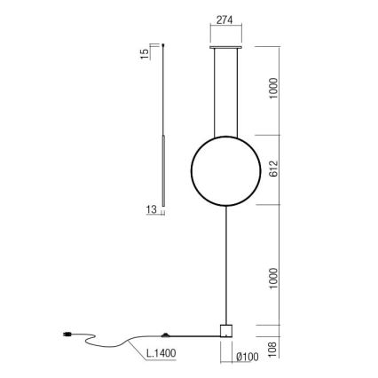 Redo 01-2197 - LED Põrandalamp SLICK LED/19W/230V must