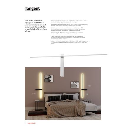 Redo 01-2200 - LED seinavalgusti TANGENT LED/14W/230V 3000K 125,4 cm valge
