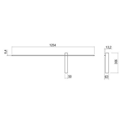 Redo 01-2201 - LED-seinavalgusti TANGENT LED/14W/230V 3000K 125,4 cm must
