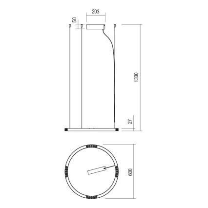 Redo 01-2204 - LED Lühter UNION LED/34W/230V CRI 90 3000K d. 60 cm must