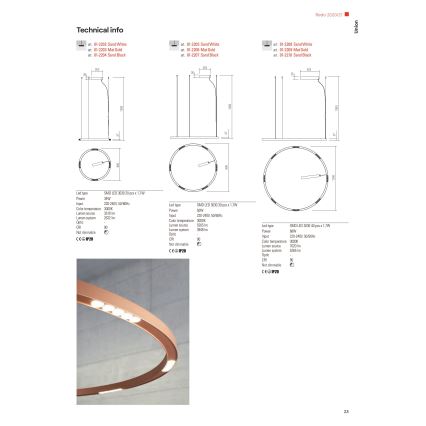 Redo 01-2205 - LED Lühter UNION LED/50W/230V 3000K d. 90 cm valge