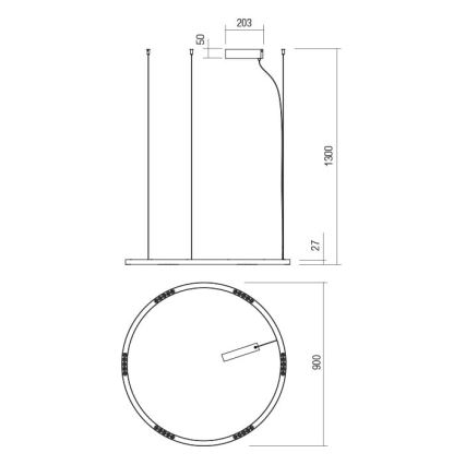 Redo 01-2205 - LED Lühter UNION LED/50W/230V 3000K d. 90 cm valge