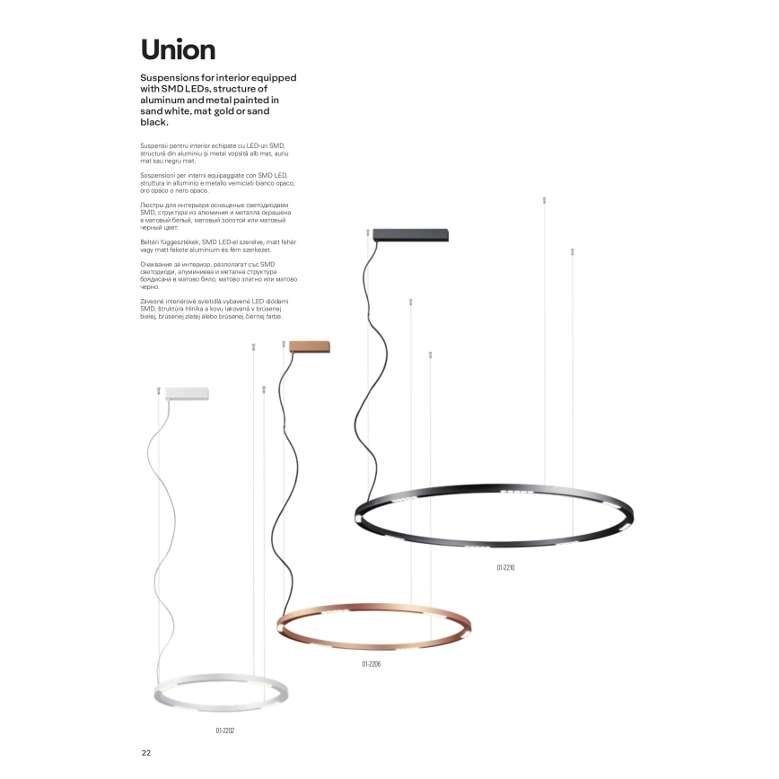 Redo 01-2207 - LED Lühter UNION LED/50W/230V CRI 90 3000K d. 90 cm must