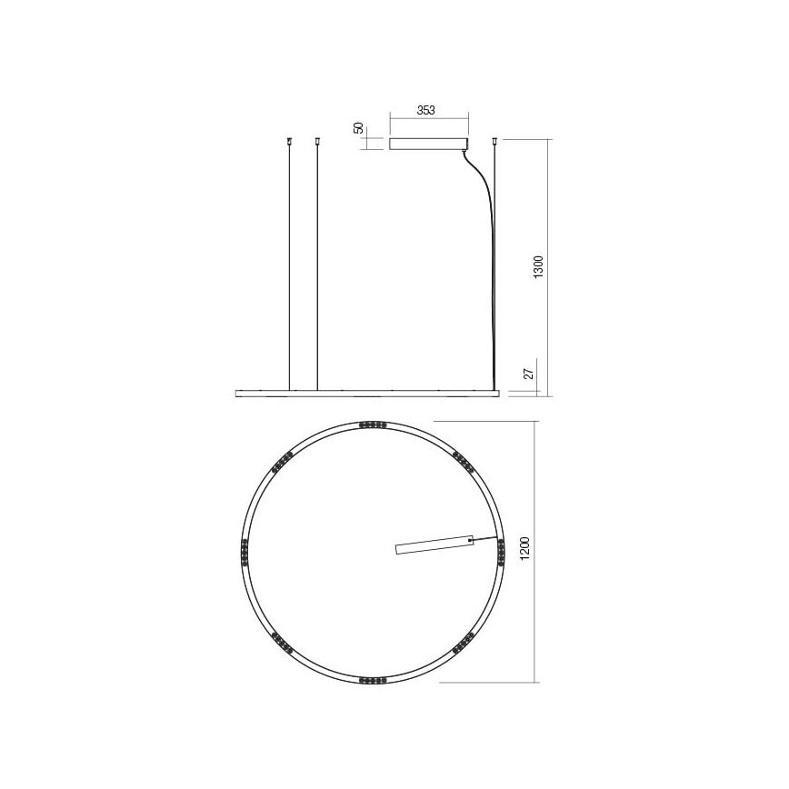 Redo 01-2208 - LED Lühter UNION LED/68W/230V CRI 90 3000K d. 120 cm valge