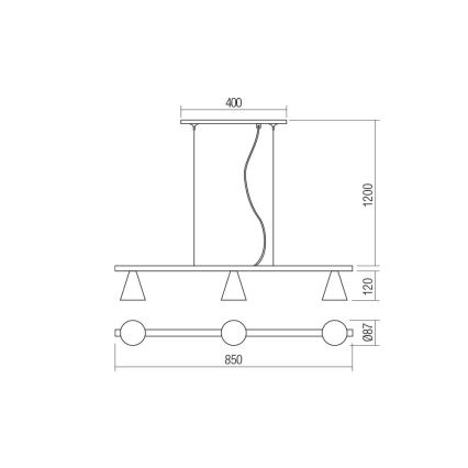 Redo 01-2218 - Lühter ZUMA 3xGU10/15W/230V must/kuldne