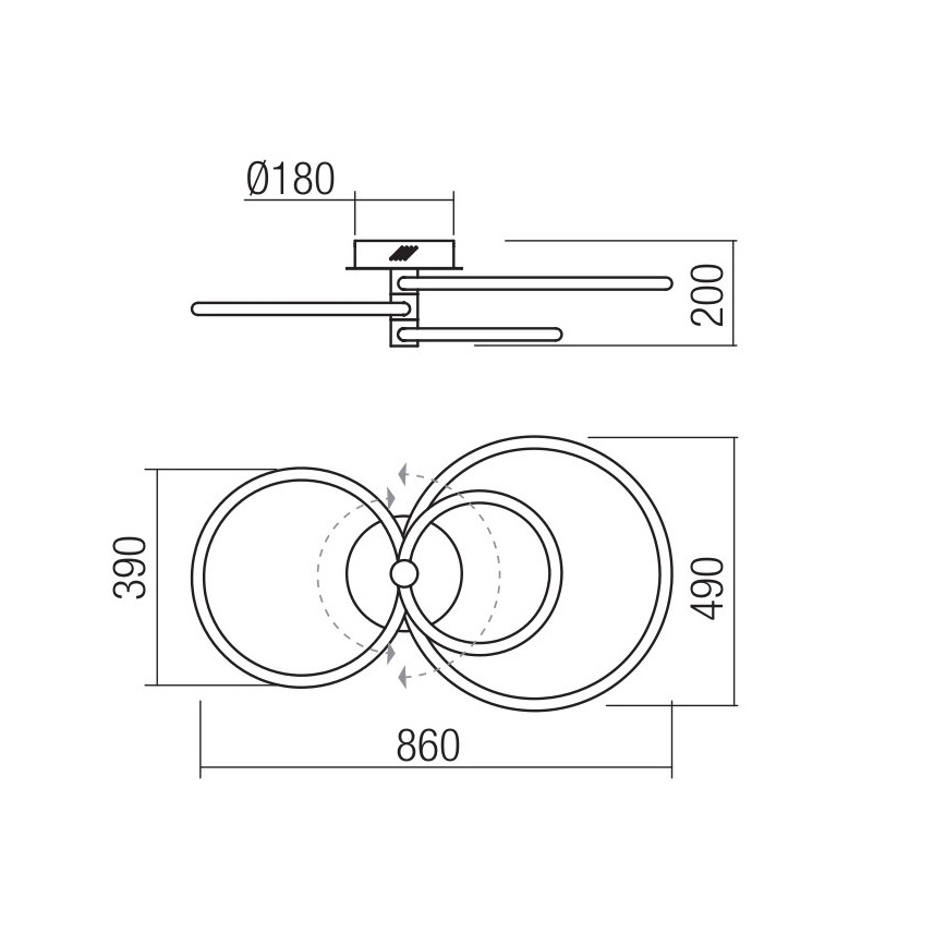 Redo 01-2226 - LED Hämardatav pinnale kinnitatav lühter SPELL LED/54W/230V 3000K läikiv kroom