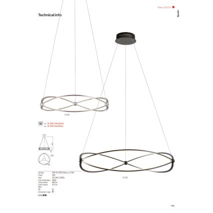 Redo 01-2254 - LED Hämardatav lühter QUARK LED/54W/230V 3000K d. 80 cm must