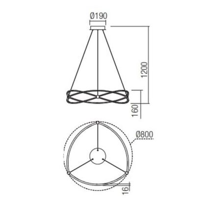 Redo 01-2254 - LED Hämardatav lühter QUARK LED/54W/230V 3000K d. 80 cm must