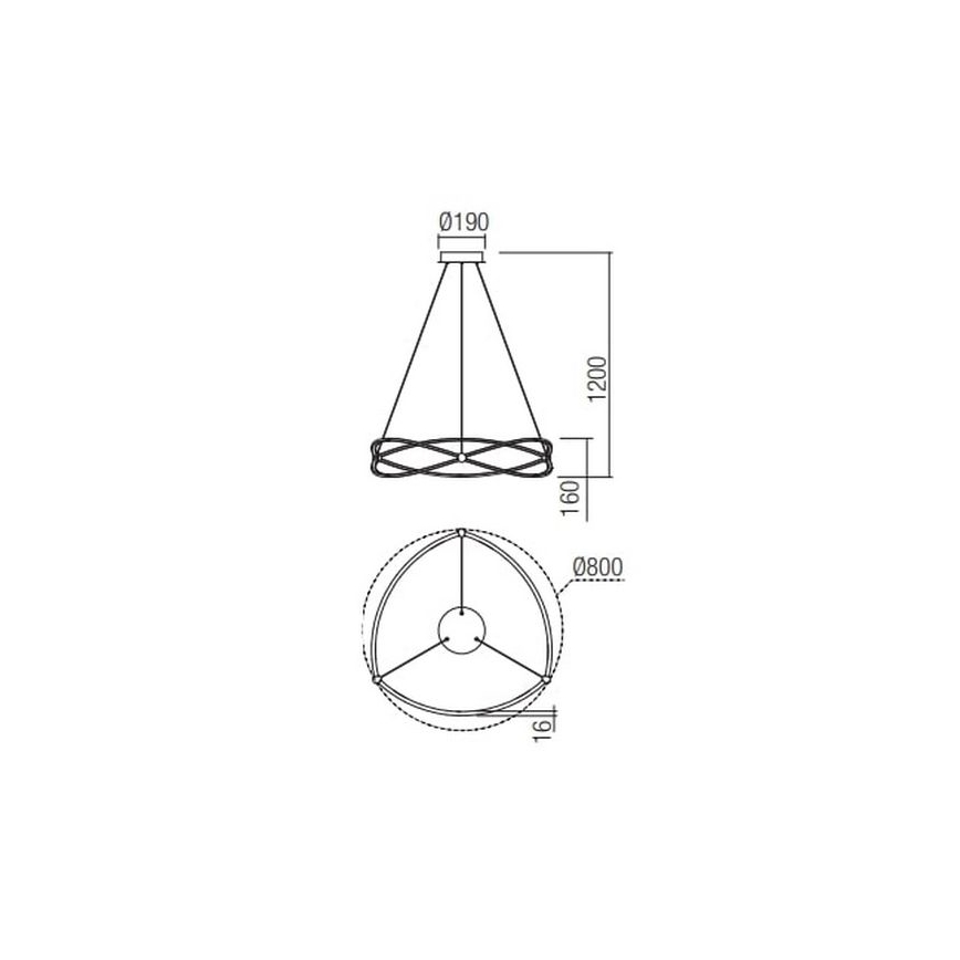 Redo 01-2254 - LED Hämardatav lühter QUARK LED/54W/230V 3000K d. 80 cm must
