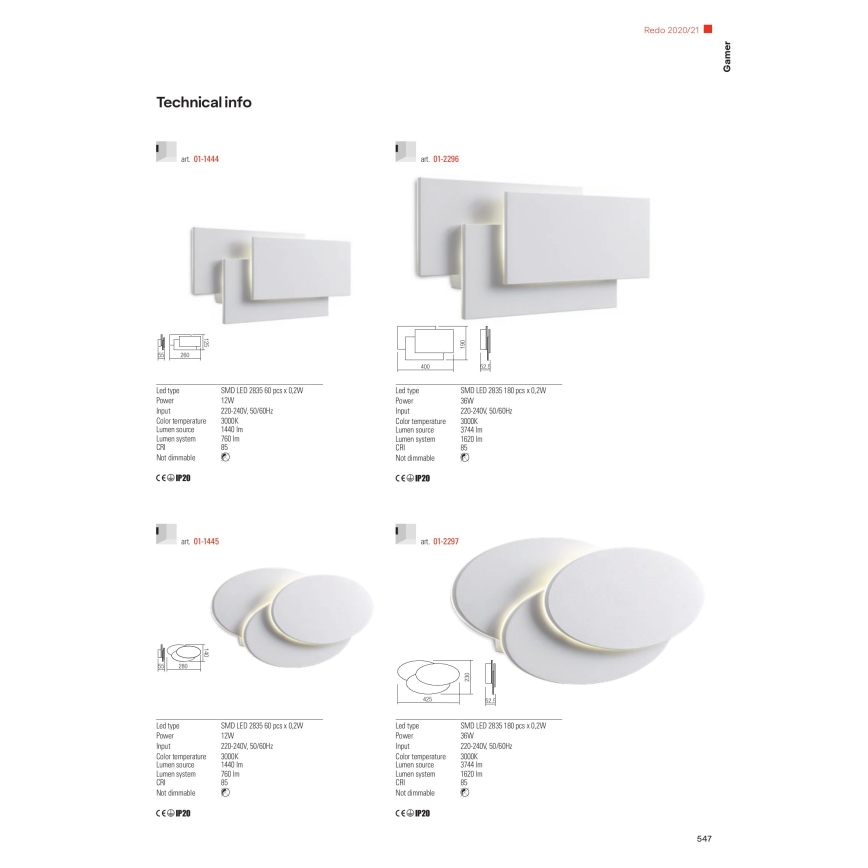 Redo 01-2297 - LED seinavalgusti GAMER LED/36W/230V valge