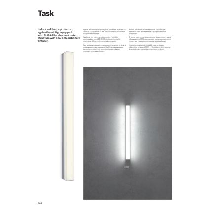 Redo 01-2331 - TASK LED vannitoa valgustusega peegel, 24W/230V, 120 cm, CRI 90, IP44, läikiv kroom