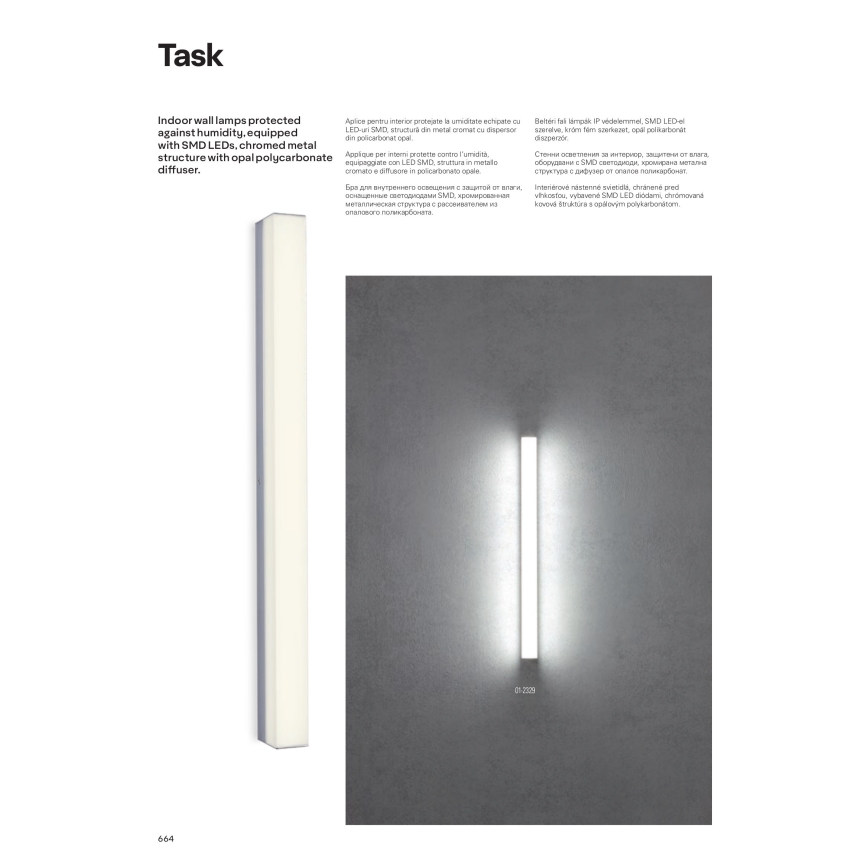 Redo 01-2331 - TASK LED vannitoa valgustusega peegel, 24W/230V, 120 cm, CRI 90, IP44, läikiv kroom