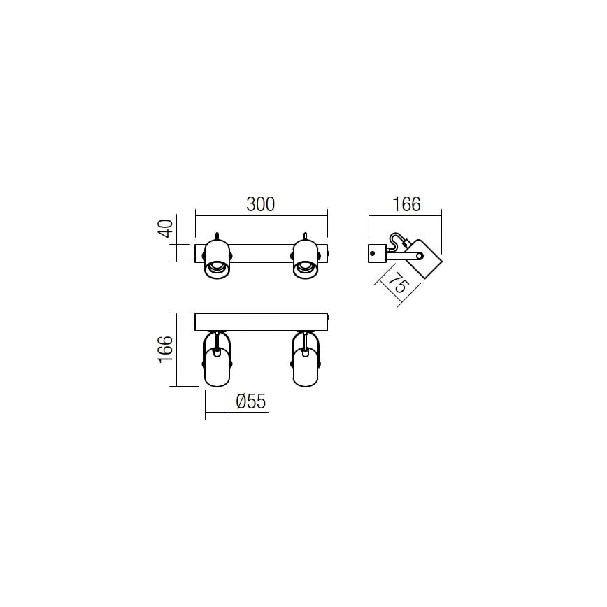 Redo 01-2416 - Seinavalgusti TAFFI 2xE27/42W/230V must/pöök