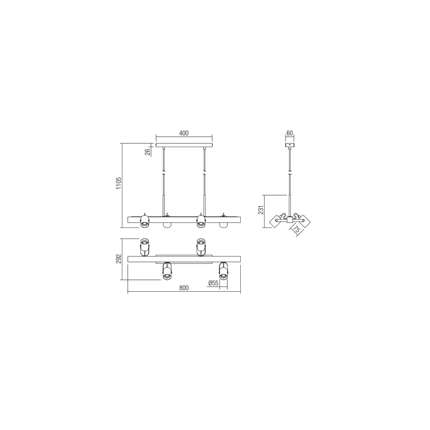 Redo 01-2418 - Lühter TAFFI 4xE27/42W/230V must/pöök