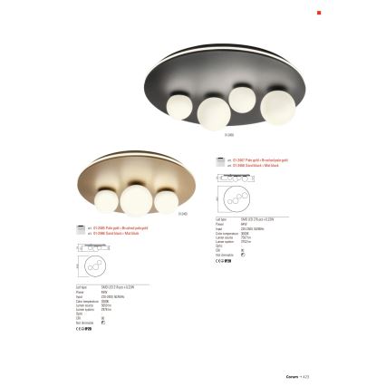 Redo 01-2466 - LED laevalgusti CORUM LED/48W/230V 3000K CRI 90 must