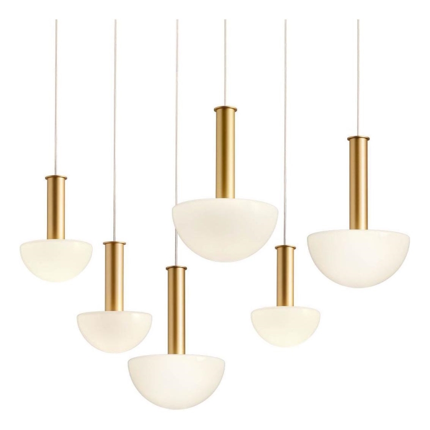 Redo 01-2476 - Kaabliga riputatav lühter LUMIEN 6xG9/10W/230V kuldne/valge
