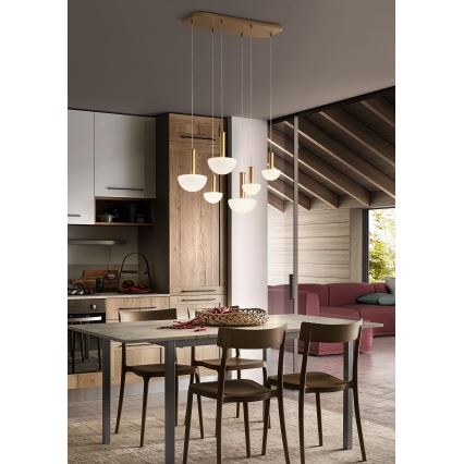 Redo 01-2476 - Kaabliga riputatav lühter LUMIEN 6xG9/10W/230V kuldne/valge