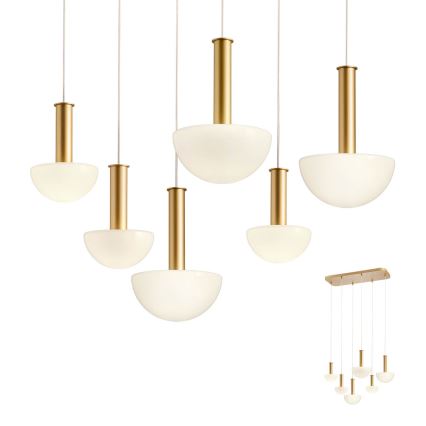 Redo 01-2476 - Kaabliga riputatav lühter LUMIEN 6xG9/10W/230V kuldne/valge