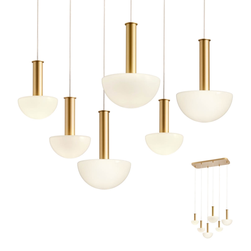 Redo 01-2476 - Kaabliga riputatav lühter LUMIEN 6xG9/10W/230V kuldne/valge