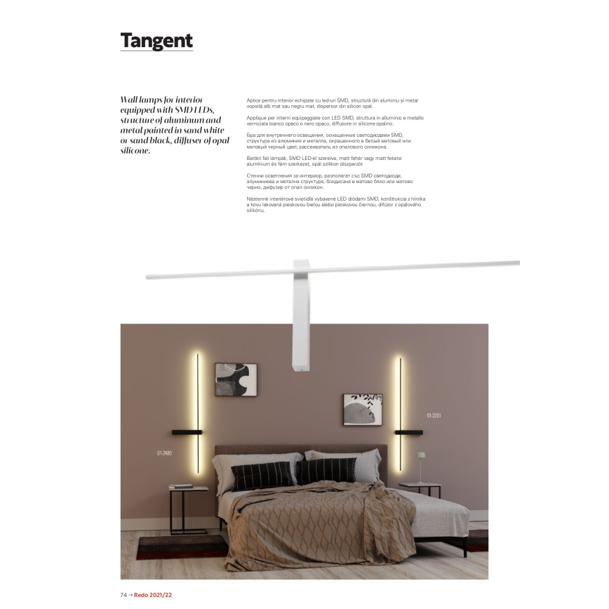 Redo 01-2480 - LED-seinavalgusti TANGENT LED/14W/230V must