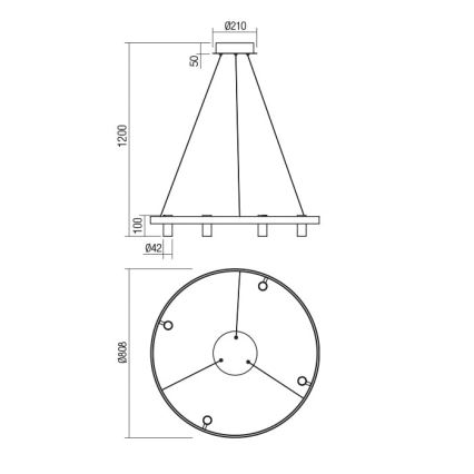 Redo 01-2492 - LED Lühter SUMMIT LED/53,5W/230V CRI 90 d. 80,8 cm kuldne