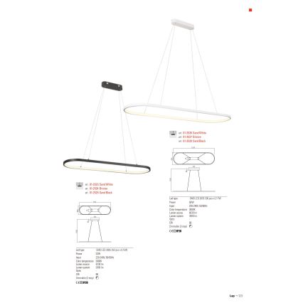Redo 01-2523 - LED Hämardatav lühter LAP LED/32W/230V CRI 90 valge