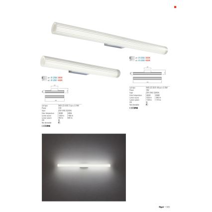 Redo 01-2593 - RIGAL LED vannitoa peegli valgusti LED/18W/230V 4000K 91 cm CRI 90 IP44 läikiv kroom/valge