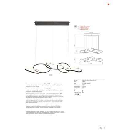Redo 01-2599 - LED Hämardatav lühter BIAS LED/108,6W/230V CRI 90 3000K must