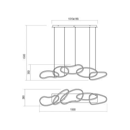 Redo 01-2599 - LED Hämardatav lühter BIAS LED/108,6W/230V CRI 90 3000K must