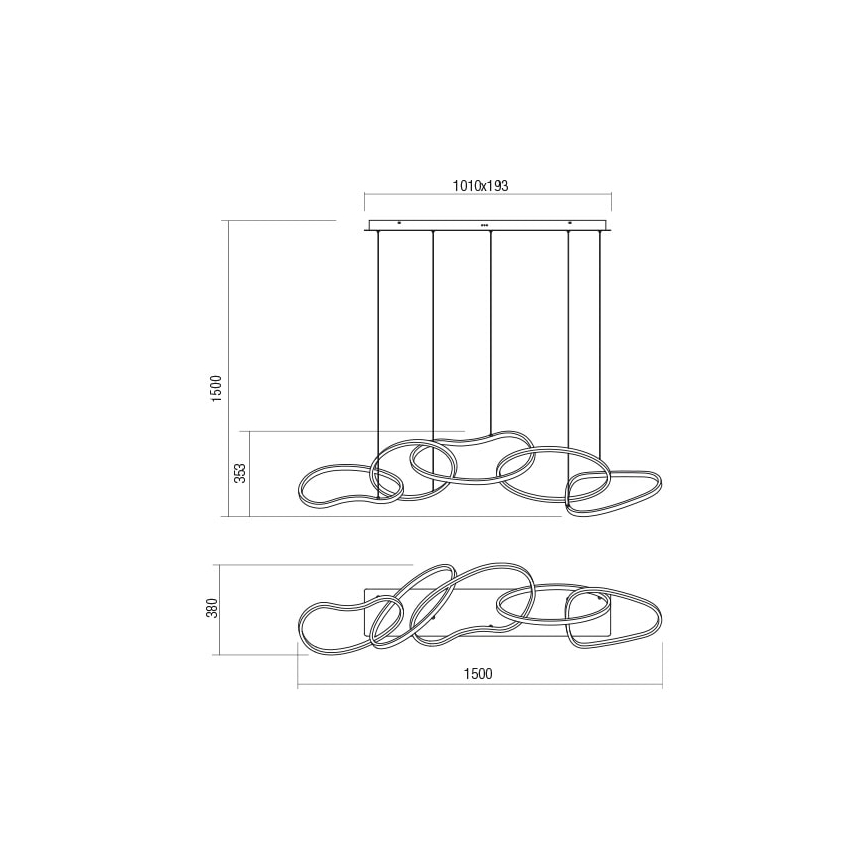 Redo 01-2599 - LED Hämardatav lühter BIAS LED/108,6W/230V CRI 90 3000K must