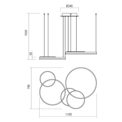 Redo 01-2610 - LED Hämardatav lühter SIGUA LED/114W/230V CRI 90 3000K pruun