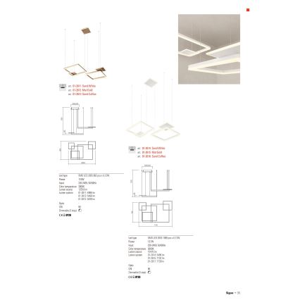 Redo 01-2611 - Hämardatav LED-rippvalgusti SIGUA LED/110W/230V CRI 90 valge