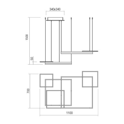 Redo 01-2616 - Hämardatav LED-rippvalgusti kaabliga SIGUA LED/137W/230V CRI 90 pruun