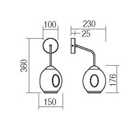 Redo 01-2617 - Seinavalgusti PIERCE 1xE27/42W/230V kuldne/suitsune