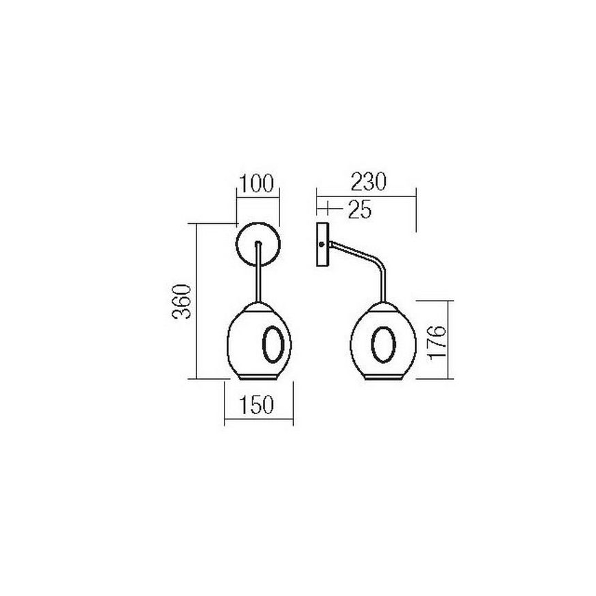 Redo 01-2617 - Seinavalgusti PIERCE 1xE27/42W/230V kuldne/suitsune