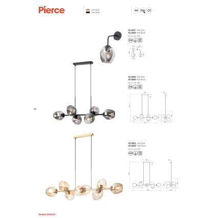 Redo 01-2618 - Seinavalgusti PIERCE 1xE27/42W/230V must/suitsune