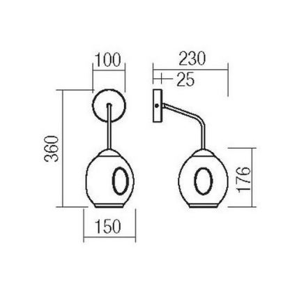 Redo 01-2618 - Seinavalgusti PIERCE 1xE27/42W/230V must/suitsune