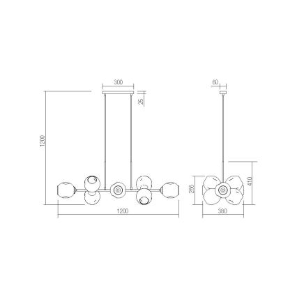 Redo 01-2622 - Lühter PIERCE 8xE27/42W/230V must/suitsune