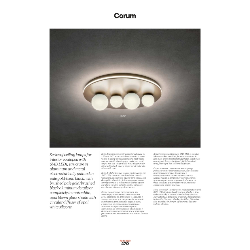 Redo 01-2657 - LED laevalgusti CORUM LED/48W/230V 3000K CRI 90 valge