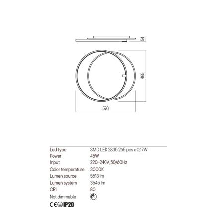 Redo 01-2660 - LED Laevalgusti ARP LED/45W/230V must