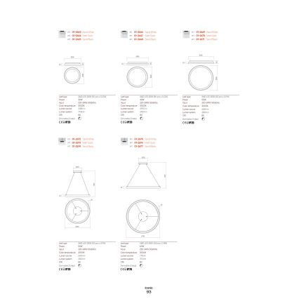 Redo 01-2668 - LED Hämardatav laevalgusti ICONIC LED/40W/230V d. 48 cm must