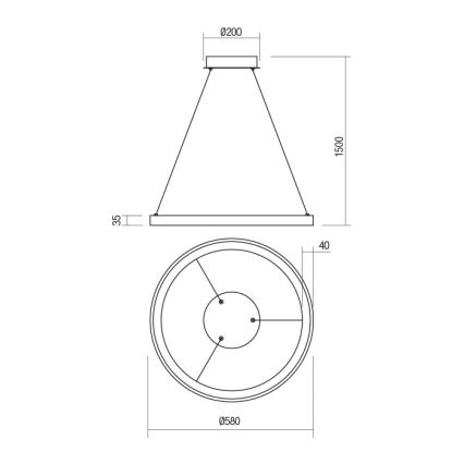 Redo 01-2674- LED Hämardatav lühter ICONIC LED/50W/230V d. 58 cm must