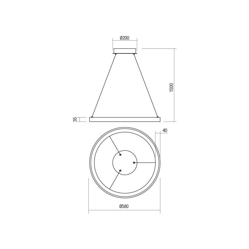 Redo 01-2674- LED Hämardatav lühter ICONIC LED/50W/230V d. 58 cm must