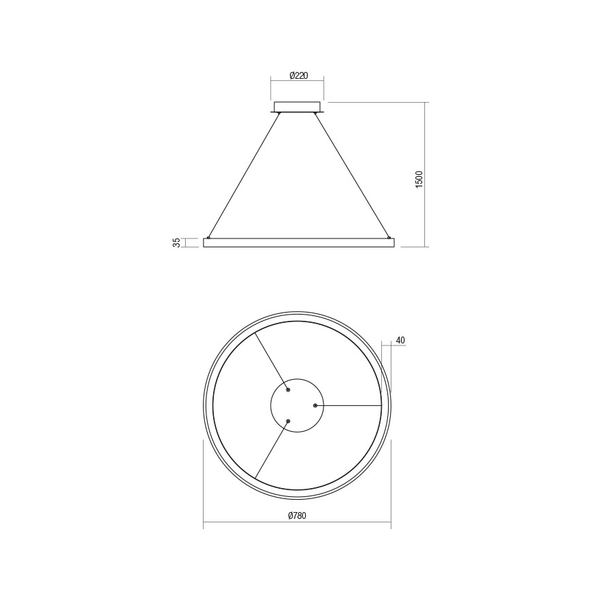 Redo 01-2675 - LED-hämardatav ripplühter kaablil ICONIC LED/60W/230V Ø 78 cm valge