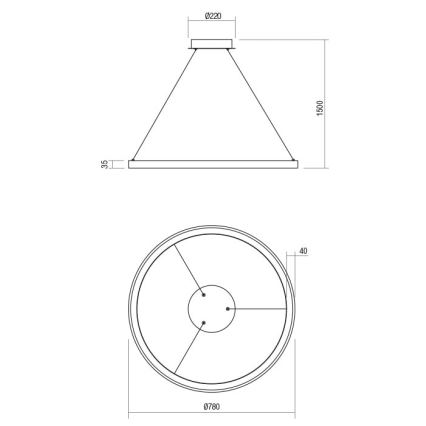 Redo 01-2676 - LED Hämardatav lühter ICONIC LED/60W/230V d. 78 cm kuldne