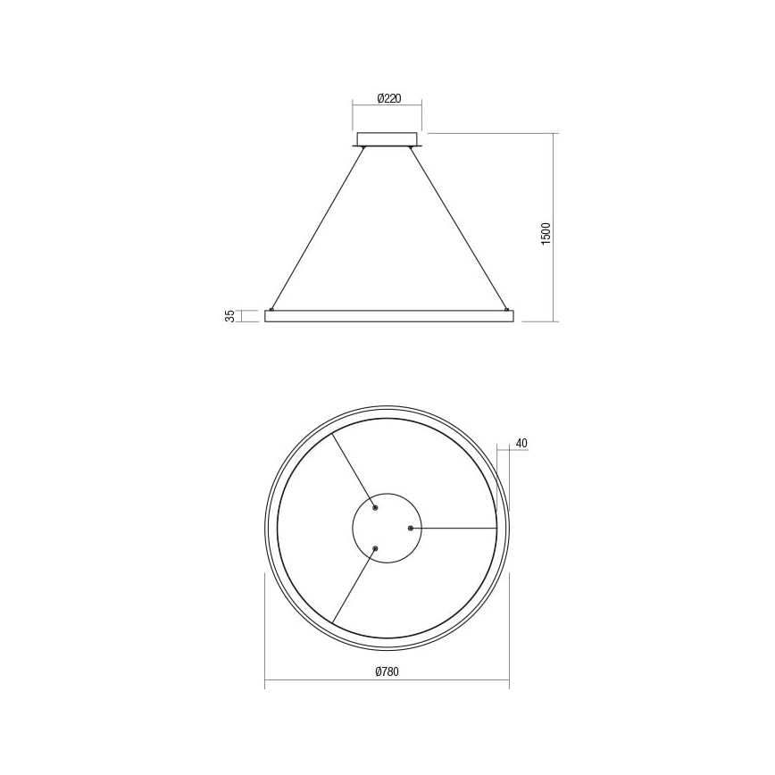 Redo 01-2676 - LED Hämardatav lühter ICONIC LED/60W/230V d. 78 cm kuldne